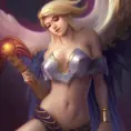 Alluring matte portrait of a beautiful Kayle from League of Legends, 8k, Highly Detailed, Intricate, Half Body, Realistic, Sharp Focus, Volumetric Lighting, Fantasy, Elegant by Alphonse Mucha