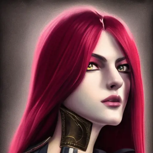 Alluring matte portrait of a beautiful Katarina from League of Legends in the style of Stefan Kostic, 8k, High Definition, Highly Detailed, Intricate, Half Body, Realistic, Sharp Focus, Fantasy, Elegant