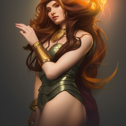 Alluring matte portrait of a beautiful Leona from League of Legends, 8k, Highly Detailed, Intricate, Half Body, Realistic, Sharp Focus, Volumetric Lighting, Fantasy, Elegant by Alphonse Mucha