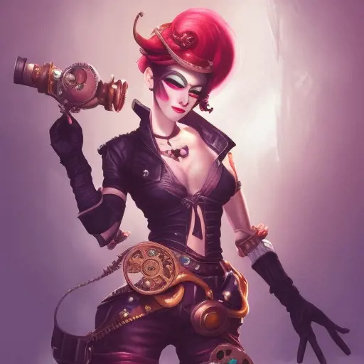 Steampunk portrait of Vi from League of Legends, Highly Detailed, Intricate, Artstation, Beautiful, Digital Painting, Sharp Focus, Concept Art, Elegant