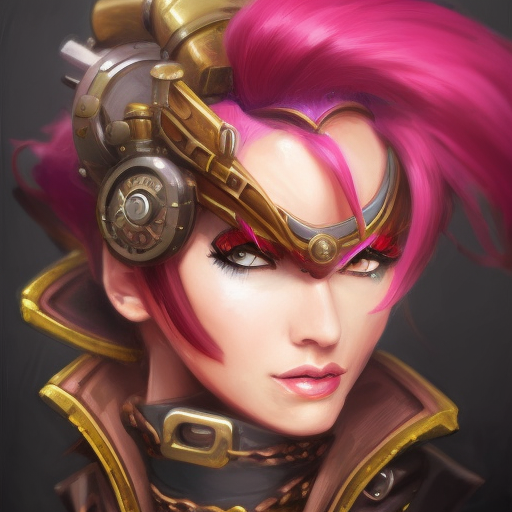Steampunk portrait of Vi from League of Legends, Highly Detailed, Intricate, Artstation, Beautiful, Digital Painting, Sharp Focus, Concept Art, Elegant