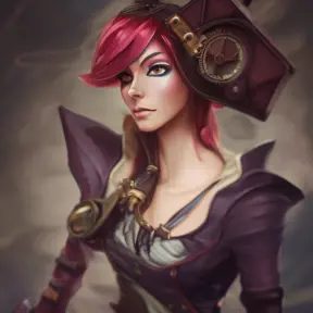 Steampunk portrait of Xayah from League of Legends, Highly Detailed, Intricate, Artstation, Beautiful, Digital Painting, Sharp Focus, Concept Art, Elegant