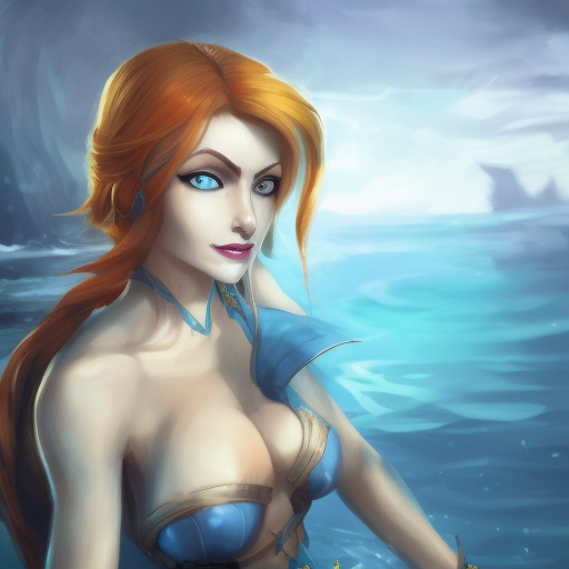 Alluring matte portrait of a beautiful Nami from League of Legends in the style of Stefan Kostic, 8k, High Definition, Highly Detailed, Intricate, Half Body, Realistic, Sharp Focus, Fantasy, Elegant