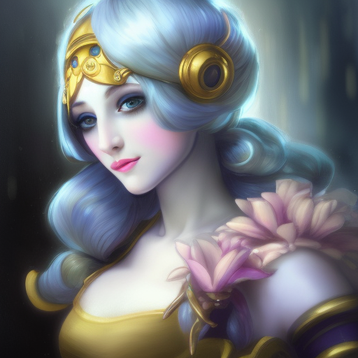 Alluring matte portrait of a beautiful Orianna from League of Legends, 8k, Highly Detailed, Intricate, Half Body, Realistic, Sharp Focus, Volumetric Lighting, Fantasy, Elegant by Alphonse Mucha