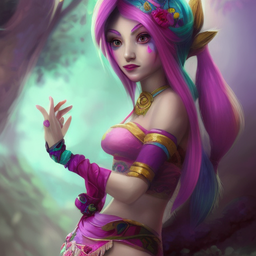 Alluring matte portrait of a beautiful Neeko from League of Legends in the style of Stefan Kostic, 8k, High Definition, Highly Detailed, Intricate, Half Body, Realistic, Sharp Focus, Fantasy, Elegant