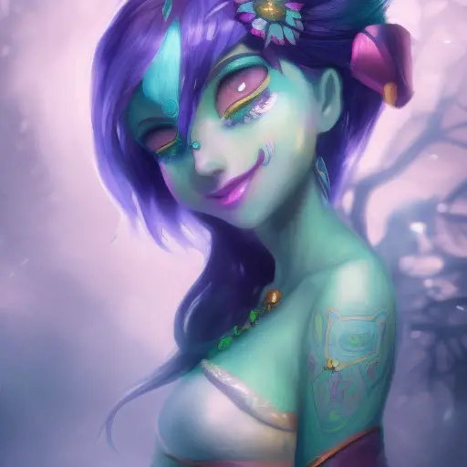 Alluring matte portrait of a beautiful Neeko from League of Legends in the style of Stefan Kostic, 8k, High Definition, Highly Detailed, Intricate, Half Body, Realistic, Sharp Focus, Fantasy, Elegant
