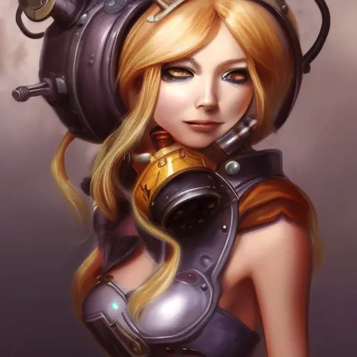 Steampunk portrait of Zeri from League of Legends, Highly Detailed, Intricate, Artstation, Beautiful, Digital Painting, Sharp Focus, Concept Art, Elegant