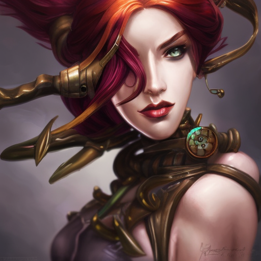 Steampunk portrait of Zyra from League of Legends, Highly Detailed, Intricate, Artstation, Beautiful, Digital Painting, Sharp Focus, Concept Art, Elegant