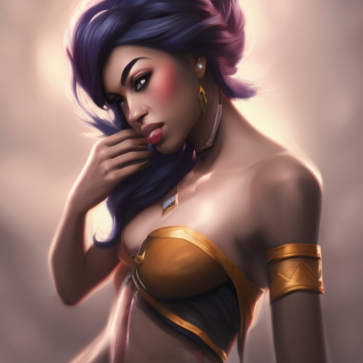 Alluring matte portrait of a beautiful Samira from League of Legends in the style of Stefan Kostic, 8k, High Definition, Highly Detailed, Intricate, Half Body, Realistic, Sharp Focus, Fantasy, Elegant