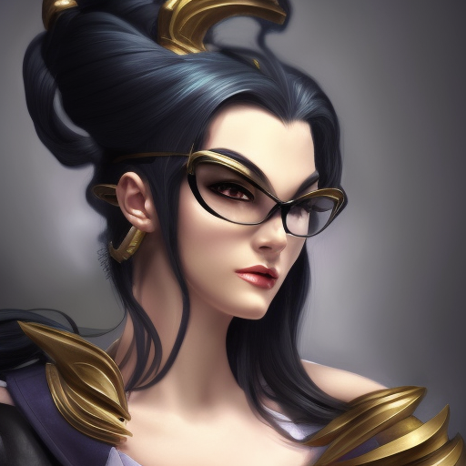Alluring matte portrait of a beautiful Vayne from League of Legends, 8k, Highly Detailed, Intricate, Half Body, Realistic, Sharp Focus, Volumetric Lighting, Fantasy, Elegant by Alphonse Mucha
