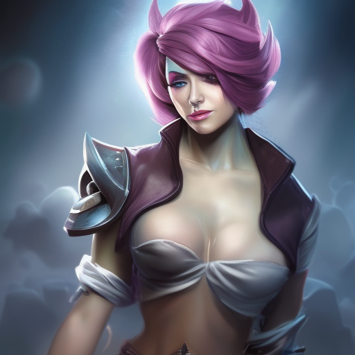 Alluring matte portrait of a beautiful Vi from League of Legends in the style of Stefan Kostic, 8k, High Definition, Highly Detailed, Intricate, Half Body, Realistic, Sharp Focus, Fantasy, Elegant