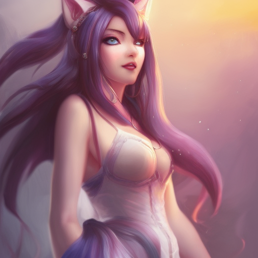 Alluring matte portrait of a beautiful Ahri in the style of Stefan Kostic, 8k, High Definition, Highly Detailed, Intricate, Half Body, Realistic, Sharp Focus, Fantasy, Elegant