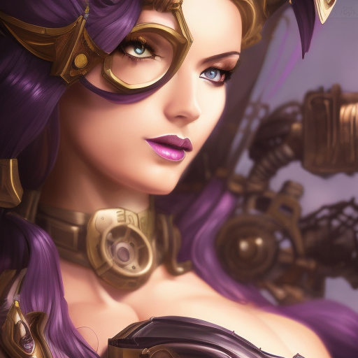 Steampunk portrait of Kai'sa from League of Legends, Highly Detailed, Intricate, Artstation, Beautiful, Digital Painting, Sharp Focus, Concept Art, Elegant