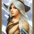 Alluring matte portrait of a beautiful Ashe from League of Legends, 8k, Highly Detailed, Intricate, Half Body, Realistic, Sharp Focus, Volumetric Lighting, Fantasy, Elegant by Alphonse Mucha