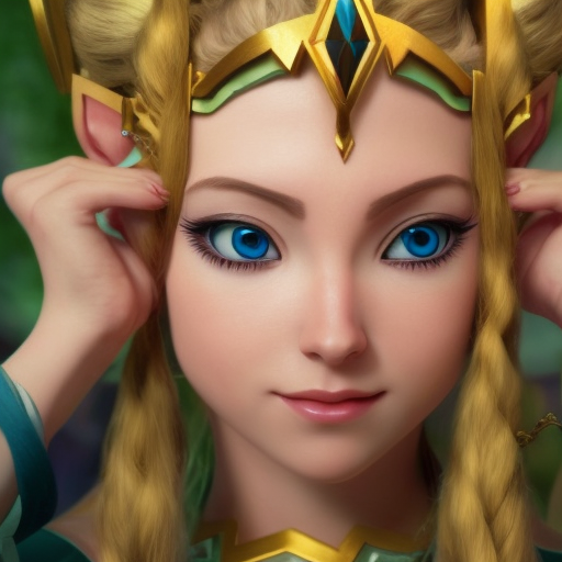 Princess Zelda from the Legend of Zelda, 8k, Highly Detailed, Alluring, Photo Realistic, Sharp Focus, Octane Render, Unreal Engine, Volumetric Lighting by Alphonse Mucha