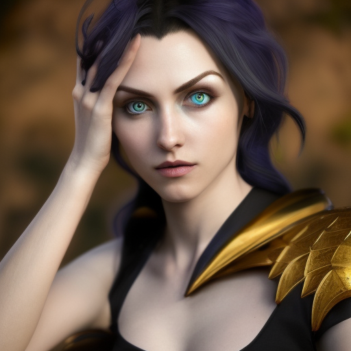 Morgana from League of Legends, 8k, Highly Detailed, Alluring, Photo Realistic, Sharp Focus, Octane Render, Unreal Engine, Volumetric Lighting by Alphonse Mucha