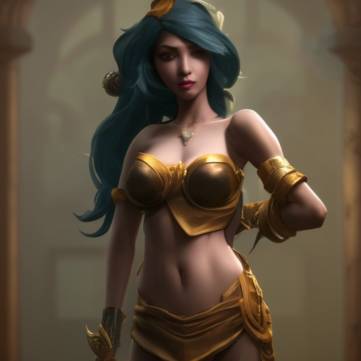 Samira from League of Legends, 8k, Highly Detailed, Alluring, Photo Realistic, Sharp Focus, Octane Render, Unreal Engine, Volumetric Lighting by Alphonse Mucha