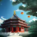 Studio Ghibli landscape of a large chinese temple in the tall mountains, 4k, Highly Detailed, Masterpiece, Trending on Artstation, Matte Painting, Volumetric Lighting, Fantasy by Stanley Artgerm Lau, Beeple, Makoto Shinkai