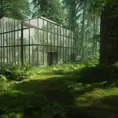 Majestic glass house in the forest, 8k, Award-Winning, Highly Detailed, Beautiful, Octane Render, Unreal Engine, Radiant, Volumetric Lighting