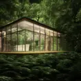 Majestic glass house in the forest, 8k, Award-Winning, Highly Detailed, Beautiful, Octane Render, Unreal Engine, Radiant, Volumetric Lighting