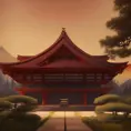 Retrofuturistic portrait of a japanese temple in the style of Firewatch, Atmospheric, Highly Detailed, Intricate, Trending on Artstation, Stunning, Realistic, Unreal Engine, Dynamic Lighting, Radiant, Fantasy by Greg Rutkowski