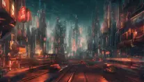 Retrofuturistic city landscape in the style of Beneath a Steel Sky, Atmospheric, Highly Detailed, Intricate, Stunning, Realistic, Octane Render, Unreal Engine, Volumetric Lighting, Concept Art