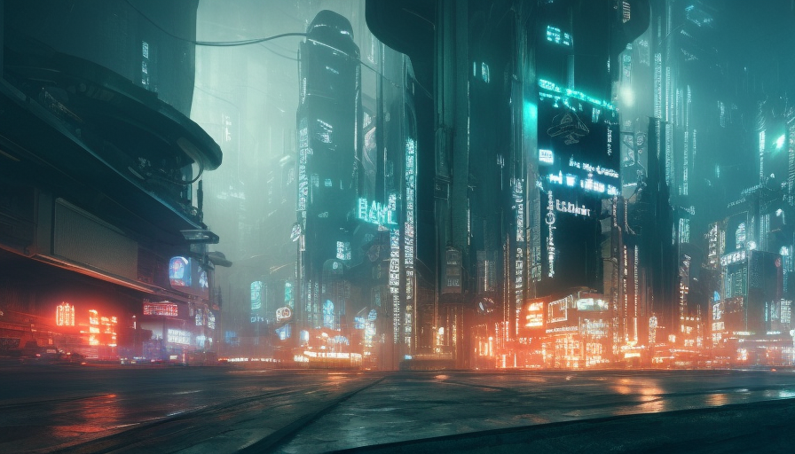 Retrofuturistic city landscape in the style of Blade Runner, Atmospheric, Highly Detailed, Intricate, Stunning, Realistic, Octane Render, Unreal Engine, Volumetric Lighting, Concept Art