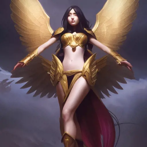 Matte portrait of Irelia from League of Legends with wings, 8k, Highly Detailed, Powerful, Alluring, Artstation, Magical, Digital Painting, Photo Realistic, Sharp Focus, Volumetric Lighting, Concept Art by Stanley Artgerm Lau, Alphonse Mucha, Greg Rutkowski