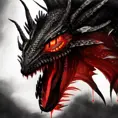 a black dragon with red eyes, 4k resolution, 8k, HDR, High Definition, High Resolution, Highly Detailed, Hyper Detailed, Ultra Detailed, Closeup of Face, Gothic, Soft Details, Digital Illustration