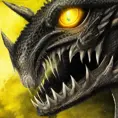 a black dragon with  yellow eyes, 4k resolution, 8k, HDR, High Definition, High Resolution, Highly Detailed, Hyper Detailed, Ultra Detailed, Closeup of Face, Gothic, Soft Details, Digital Illustration