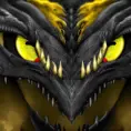 a black dragon with  yellow eyes, 4k resolution, 8k, HDR, High Definition, High Resolution, Highly Detailed, Hyper Detailed, Ultra Detailed, Closeup of Face, Gothic, Soft Details, Digital Illustration