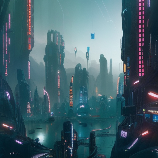 Futuristic city landscape in the style of Altered Carbon, Atmospheric, Highly Detailed, Intricate, Trending on Artstation, Stunning, Realistic, Unreal Engine, Dynamic Lighting, Radiant, Fantasy by Greg Rutkowski