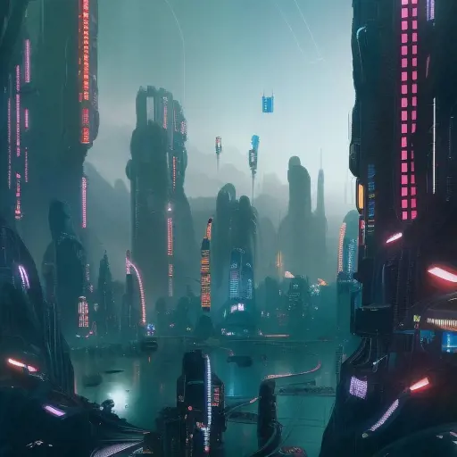 Futuristic city landscape in the style of Altered Carbon, Atmospheric, Highly Detailed, Intricate, Trending on Artstation, Stunning, Realistic, Unreal Engine, Dynamic Lighting, Radiant, Fantasy by Greg Rutkowski