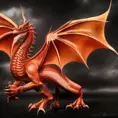 a red dragon with  yellow eyes, 4k, HD, High Definition, Highly Detailed, Horns, Soft Details, Realistic, Realism, Dreadful, Muscular