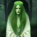 Alluring Matte portrait of a green ghost from Elden Ring, 4k, Highly Detailed, Digital Painting, Sharp Focus, Smooth, Volumetric Lighting by Alphonse Mucha