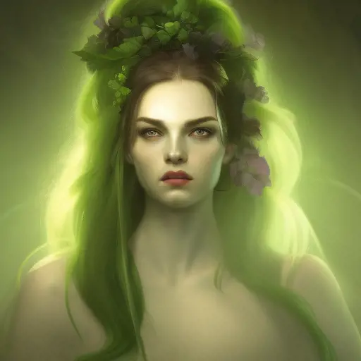 Alluring Matte portrait of a green female ghost from Elden Ring, 4k, Highly Detailed, Digital Painting, Sharp Focus, Smooth, Volumetric Lighting by Alphonse Mucha