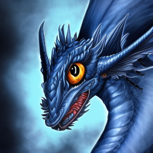 a blue dragon with  black eyes, 4k, HD, High Definition, Highly Detailed, Soft Details, Symmetrical Face, Wings, Realistic, Realism, Dreadful, Muscular