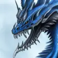 a blue dragon with  black eyes, 4k, HD, High Definition, Highly Detailed, Soft Details, Symmetrical Face, Wings, Realistic, Realism, Dreadful, Muscular