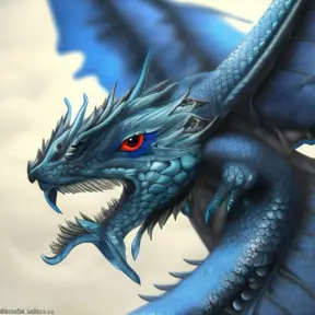 a blue dragon with  black eyes, 4k, HD, High Definition, Highly Detailed, Soft Details, Wings, Realistic, Realism, Dreadful, Muscular