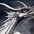 a whitr dragon with  black eyes, 4k, HD, High Definition, Highly Detailed, Horns, Small Eyes, Soft Details, Strong Jaw, Realistic, Realism, Dreadful, Muscular