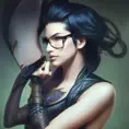 Matte portrait of Vayne from League of Legends with tattoos wearing leather, 8k, Highly Detailed, Powerful, Alluring, Artstation, Magical, Digital Painting, Photo Realistic, Sharp Focus, Volumetric Lighting, Concept Art by Stanley Artgerm Lau, Alphonse Mucha, Greg Rutkowski