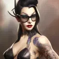 Matte portrait of Vayne from League of Legends with tattoos wearing leather, 8k, Highly Detailed, Powerful, Alluring, Artstation, Magical, Digital Painting, Photo Realistic, Sharp Focus, Volumetric Lighting, Concept Art by Stanley Artgerm Lau, Alphonse Mucha, Greg Rutkowski