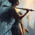 Alluring matte portrait of a beautiful Artemis, goddess of the hunt, 4k, Highly Detailed, Hyper Detailed, Powerful, Artstation, Vintage Illustration, Digital Painting, Sharp Focus, Smooth, Volumetric Lighting, Concept Art