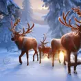 Closeup of Santa Claus's xmas reindeers in winters snow, 8k, Highly Detailed, Powerful, Artstation, Magical, Digital Painting, Photo Realistic, Sharp Focus, Volumetric Lighting, Concept Art by Stanley Artgerm Lau, Alphonse Mucha, Greg Rutkowski