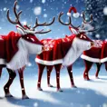 Closeup of Santa Claus's xmas reindeers in winters snow, 8k, Highly Detailed, Powerful, Artstation, Magical, Digital Painting, Photo Realistic, Sharp Focus, Volumetric Lighting, Concept Art
