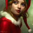 Closeup portrait of a beautiful Christmas Elf, 8k, Highly Detailed, Powerful, Alluring, Artstation, Magical, Photo Realistic, Sharp Focus, Volumetric Lighting, Concept Art by Stanley Artgerm Lau, Alphonse Mucha, Greg Rutkowski