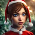 Closeup portrait of a beautiful Christmas Elf, 8k, Highly Detailed, Powerful, Alluring, Artstation, Magical, Photo Realistic, Sharp Focus, Volumetric Lighting, Concept Art by Stanley Artgerm Lau