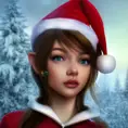 Closeup portrait of a beautiful Christmas Elf, 8k, Highly Detailed, Alluring, Matte Painting, Photo Realistic, Sharp Focus, Volumetric Lighting by Stanley Artgerm Lau