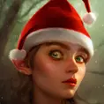 Closeup portrait of a beautiful Christmas Elf in the style of Stefan Kostic, 8k, Highly Detailed, Powerful, Alluring, Artstation, Magical, Photo Realistic, Sharp Focus, Volumetric Lighting, Concept Art by Greg Rutkowski