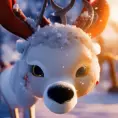 Closeup of Rudolph the red nosed reindeer in winter, 8k, Highly Detailed, Magical, Photo Realistic, Sharp Focus, Octane Render, Unreal Engine, Volumetric Lighting by Stanley Artgerm Lau